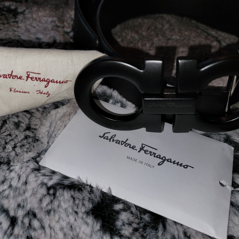 New Matte Black Men’s Salvatore Ferragamo Belt